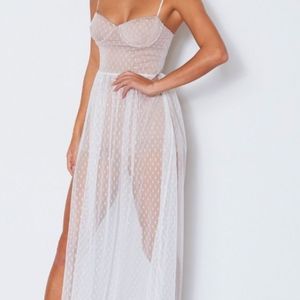 Totally Banging Mesh Maxi Dress White